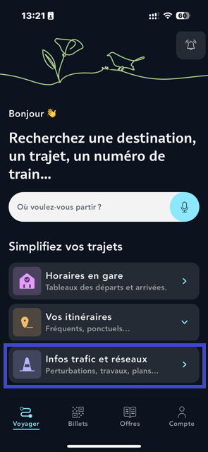 visuel d'une capture écran de la page d'accueil de l'application