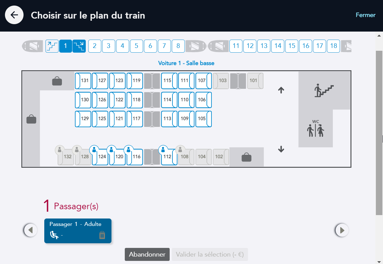 Choix de place Ouigo