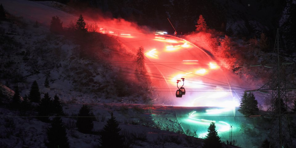pistes ski nuit illuminé