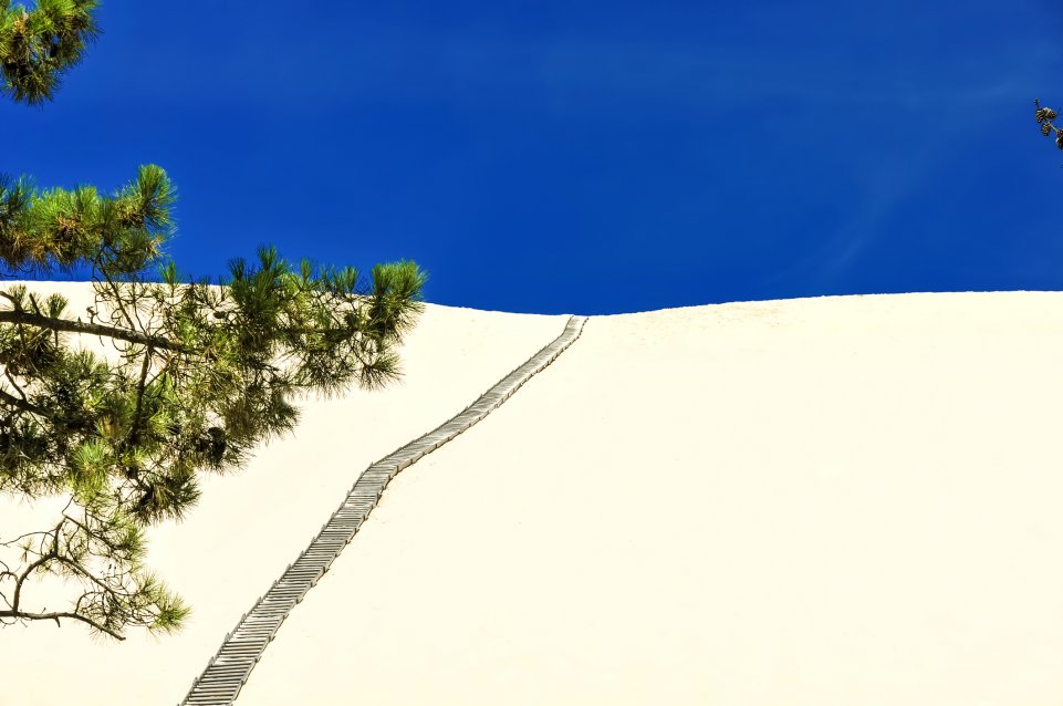 Passage des escalier sur la dune du Pilat