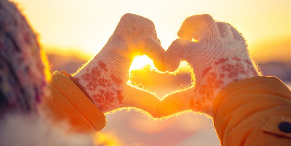 coeur neige soleil