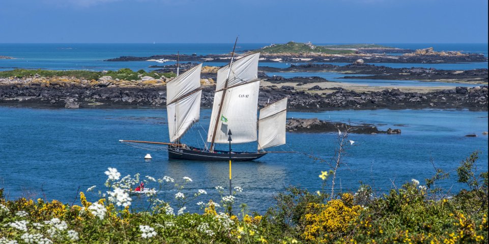 Voilier la Cancalaise dans l'archipel Chausey