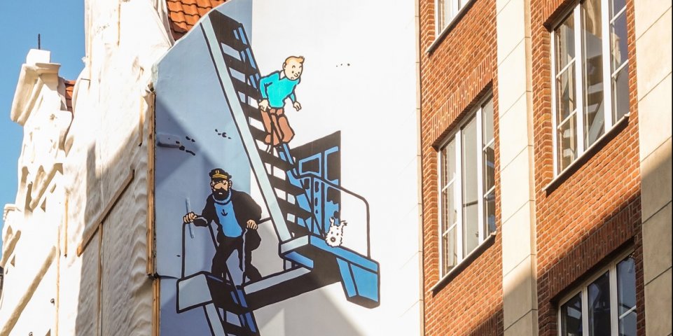 Peinture murale de Tintin dans Bruxelles