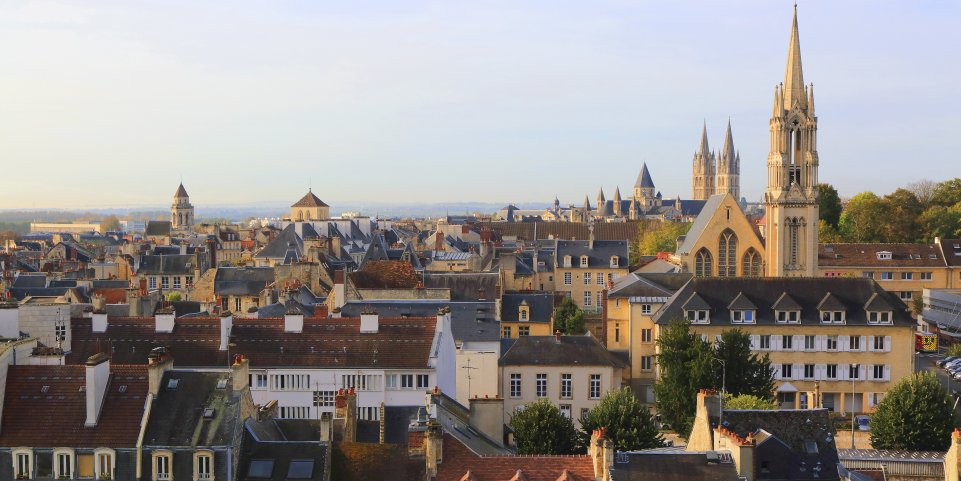 Vue générale de Caen, en Normandie.