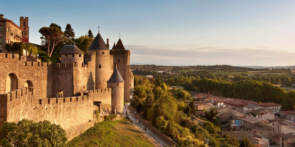 Vue aérienne sur la Cité de Carcassonne