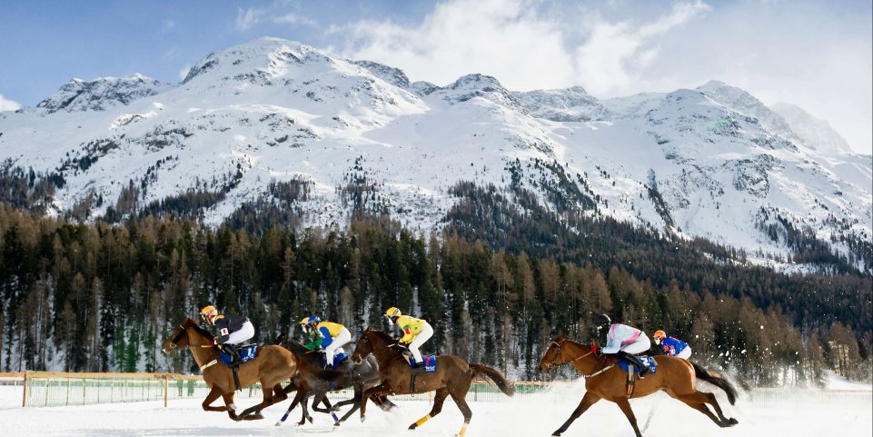 Polo sur lac gelé à Saint-Moritz, Suisse