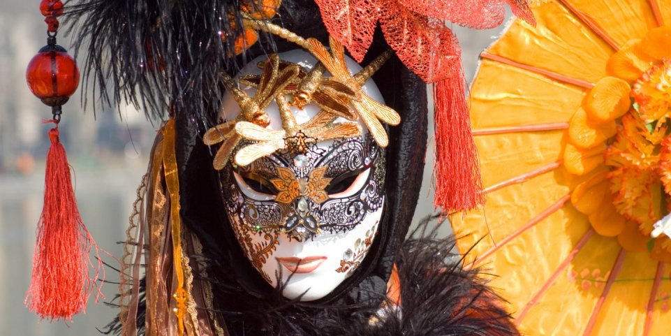 Une personne costumée au carnaval d'Annecy
