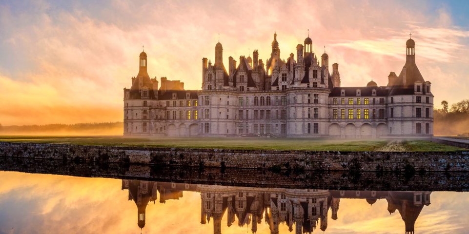 Coucher de soleil sur le Château de Chambord 