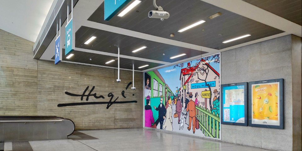 Un mur Tintin à la gare de Bruxelles Midi
