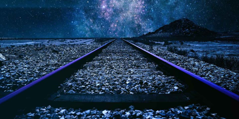 Rails de train la nuit