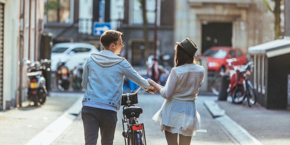 couple en vélo à Amsterdam