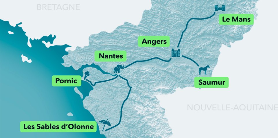 carte TER itinéraire Pays de la Loire