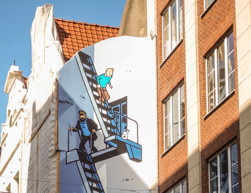 Peinture murale de Tintin dans Bruxelles