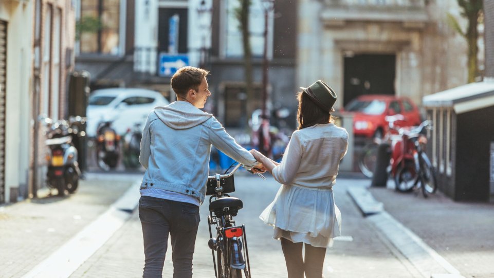 couple en vélo à Amsterdam