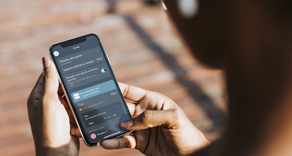 Pantalla que muestra cómo instalar una opción en la aplicación SNCF Connect