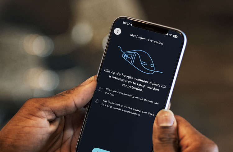 Scherm van de pagina ‘Reserveringswaarschuwing’ van de SNCF Connect-app