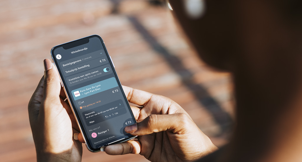 Scherm dat laat zien hoe je een optie installeert op de SNCF Connect applicatie